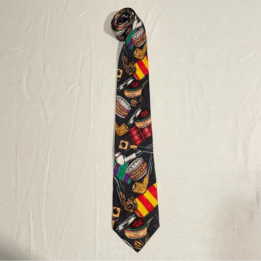 Vintage 1992 Addiction Tobacco Tie 100% Silk